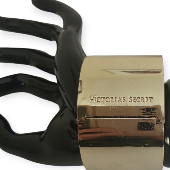 Victoria's Secret "Scandalous" Goldtone & Rhinestone Hinged Cuff Bracelet - Picture 8 of 9